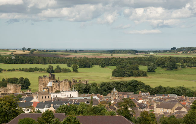 view of alnwick from swansfield stables